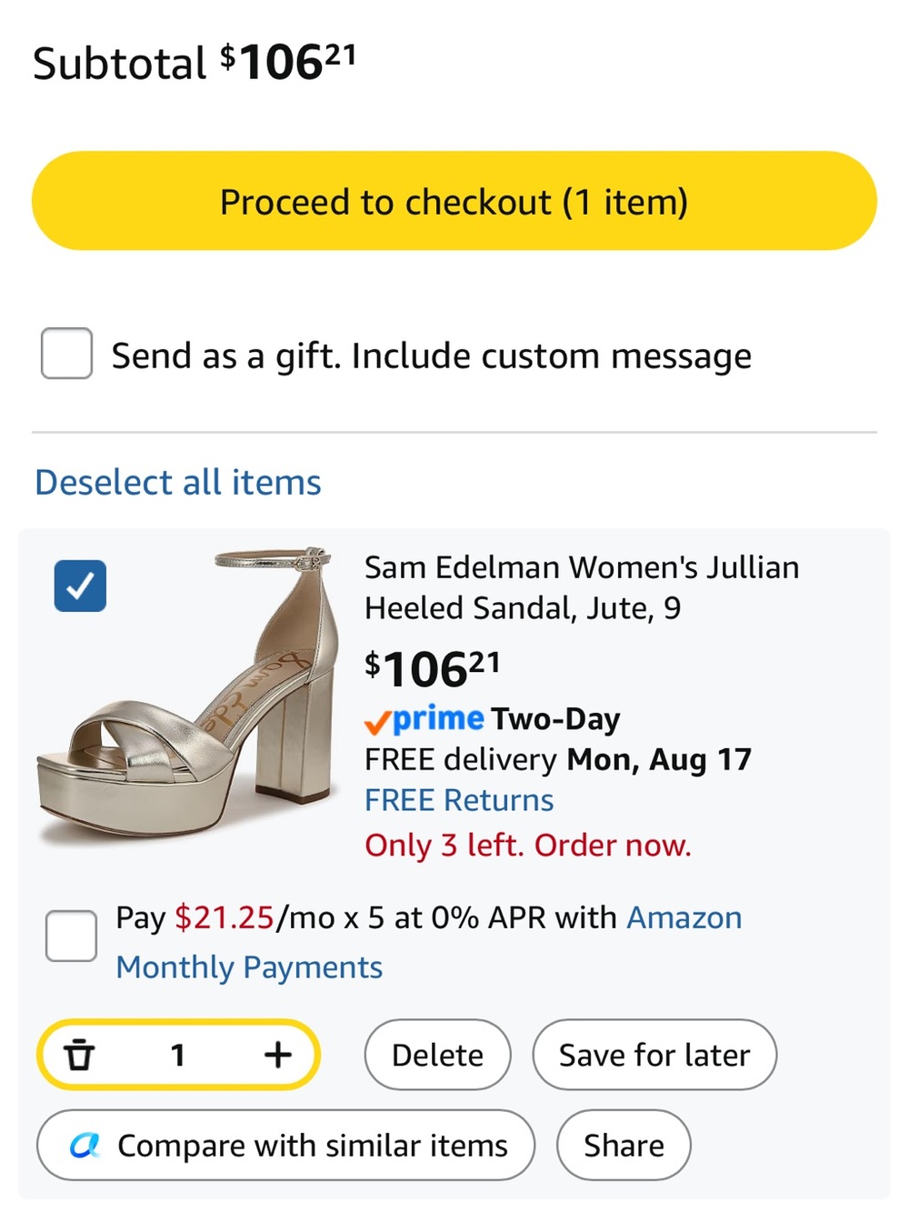 Sam Edelman Jullian Platform Sandal — Metallic Champagne